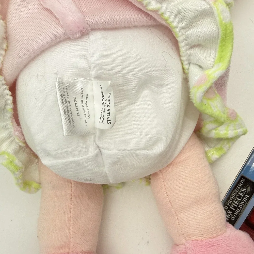Carters My First Doll Pink Dress Hat Flower Rattle Embroidered Eyes Lovey Baby